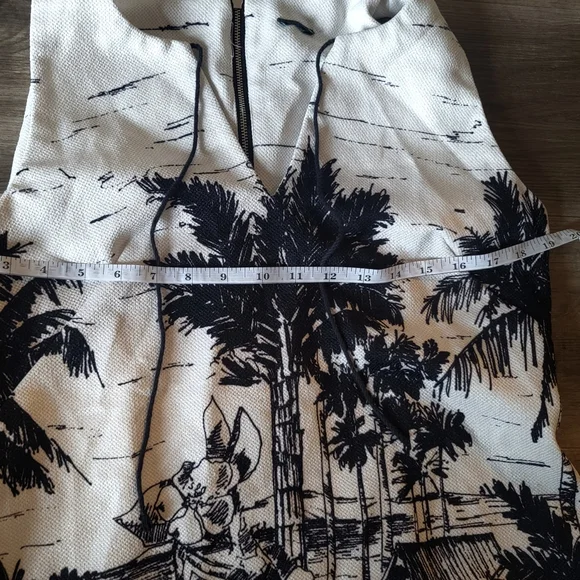 🤍 🌴Black & White len fabric with Palms print dress - Picture 11 of 12